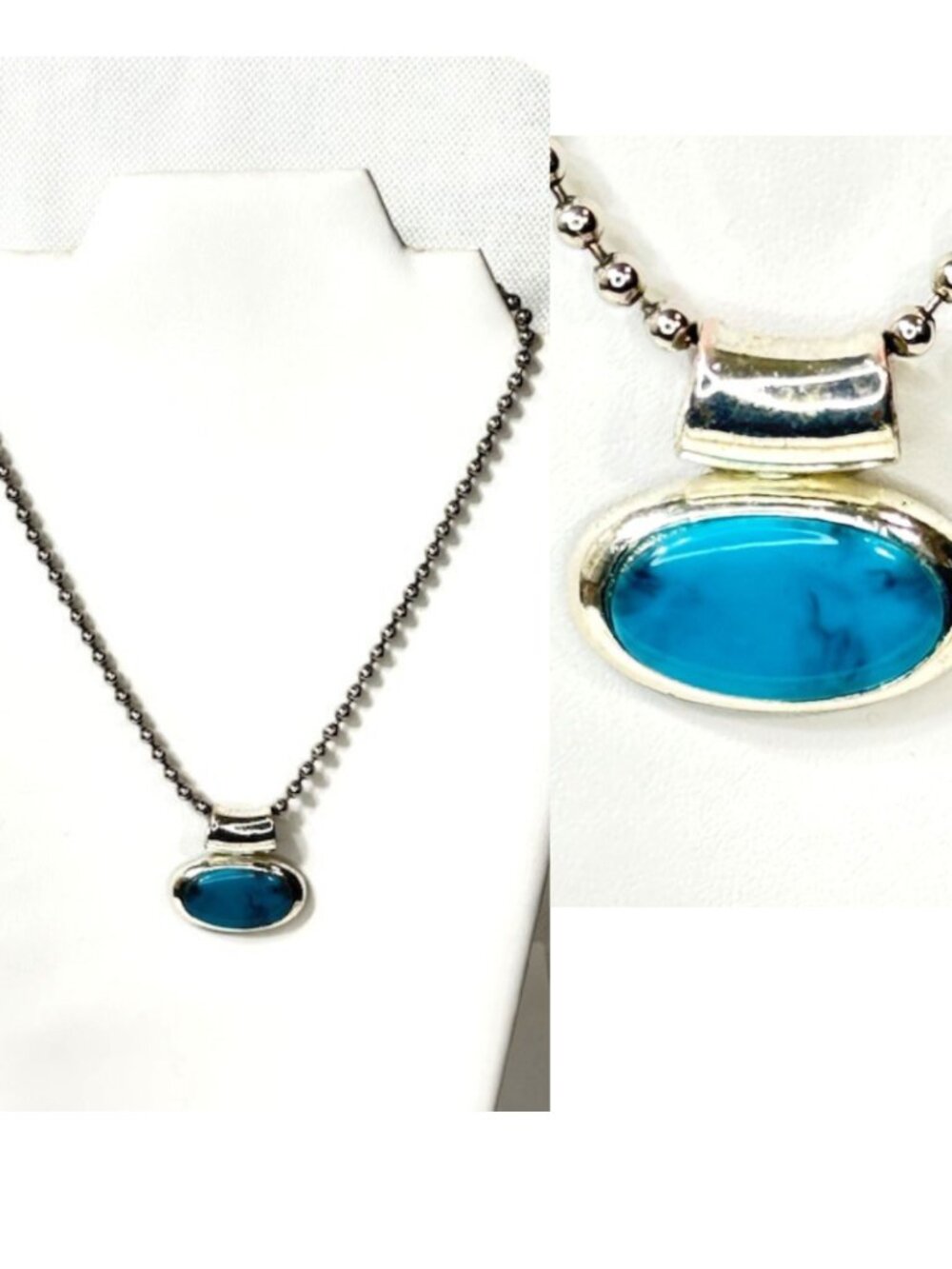 Alpaca silver and turquoise 18" necklace and pendant.